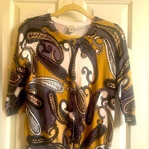 Cotton Tan & White Paisley Sweater